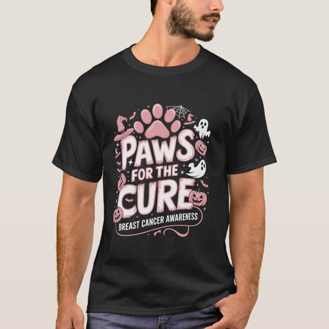 Camiseta Patas rosas para curar el cáncer de mama curar año (Anverso)