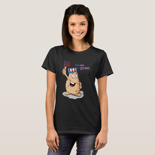 Camiseta Patata patriótica con gorra estadounidense y bande (Anverso completo)
