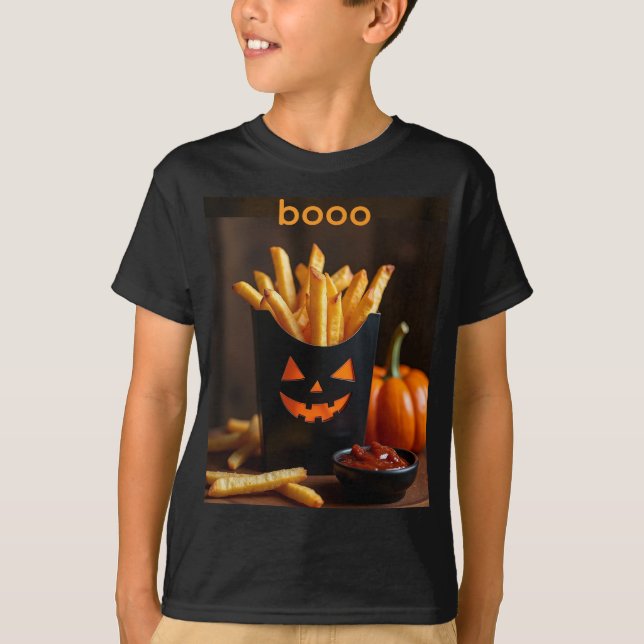 Camiseta Patatas de calabaza con catsup para halloween (Anverso)