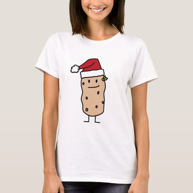 Camiseta Patatas de la patata que llevan el gorra de Santa (Anverso)