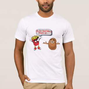 Camiseta patatas fritas con actitud gritando a la patata gr