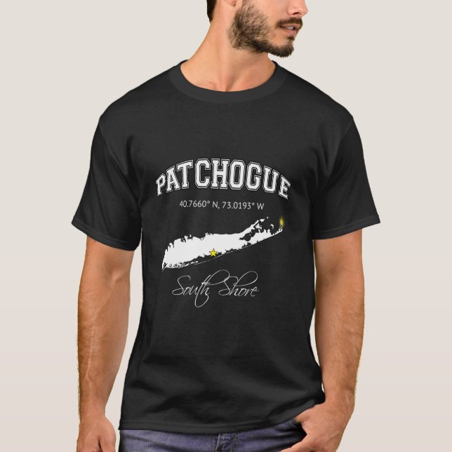 Camiseta Patchogue Long Island Ny Varsity Letra Hoodie (Anverso)