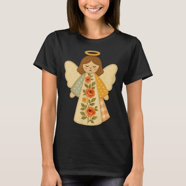 Camiseta Patchwork Angel Cozy Christmas &amp; Christian Des (Anverso)