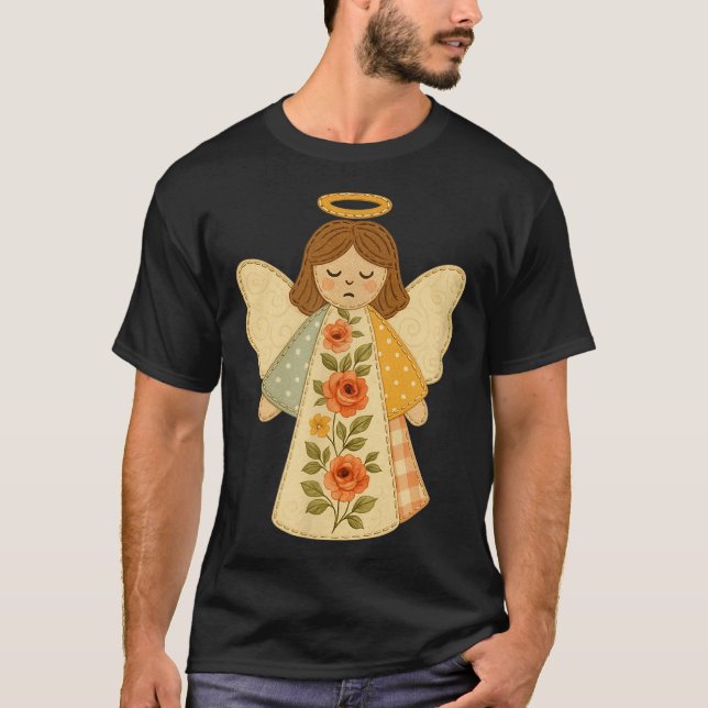 Camiseta Patchwork Angel Cozy Christmas &amp; Christian Des (Anverso)