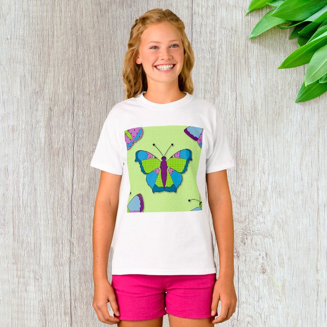 Camiseta Patchwork Butterfly Pattern on Green (Subido por el creador)