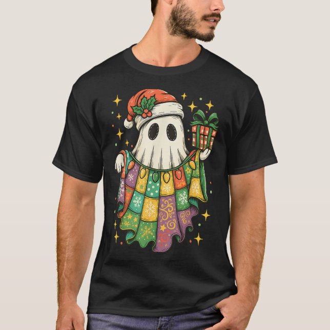 Camiseta Patchwork Christmas Ghost Christmas, Christmas Boo (Anverso)