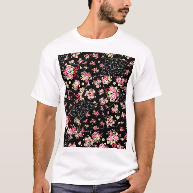 Camiseta Patchwork floral: diseño sin Bonitos. (Anverso)