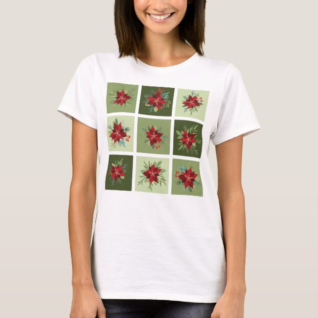 Camiseta Patchwork Poinsettias T-Shirt (Anverso)