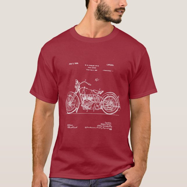 Camiseta Patente 1928 del ciclo de Harley (ropa oscura) (Anverso)
