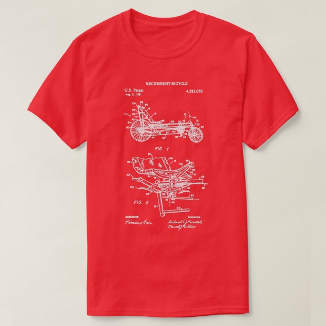 Camiseta Patente de bicicleta reclinada, regalo de biciclet (Diseño del anverso)