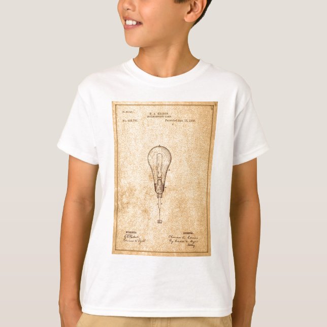 Camiseta Patente De Bombilla Edison (Anverso)