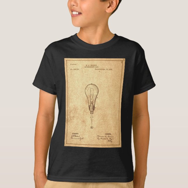 Camiseta Patente De Bombilla Edison (Anverso)
