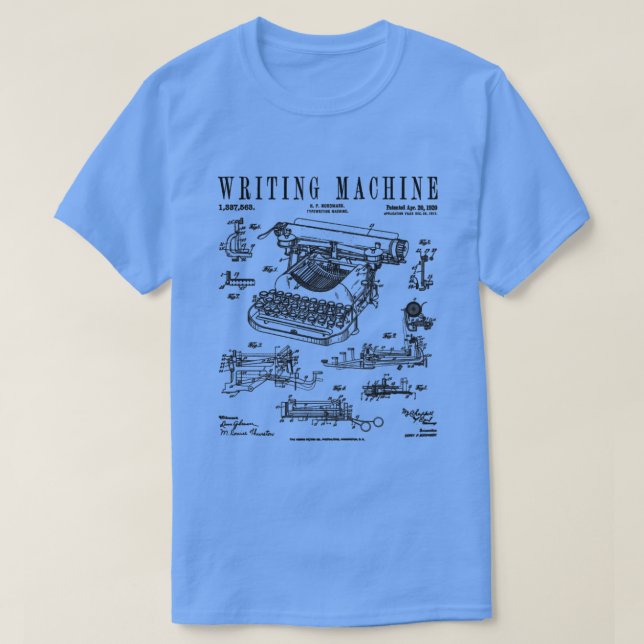 Camiseta Patente de escritora de máquina de escribir de esc (Diseño del anverso)