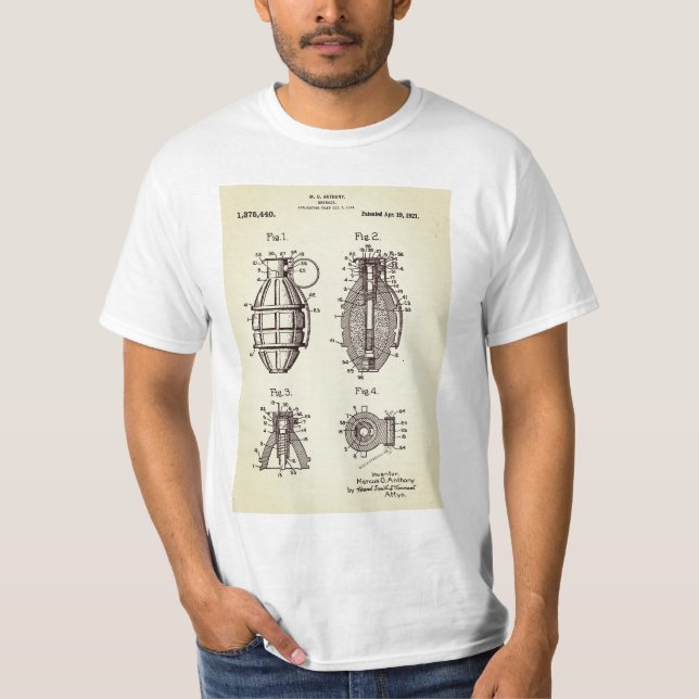 Camiseta Patente de granadas de época (Anverso)