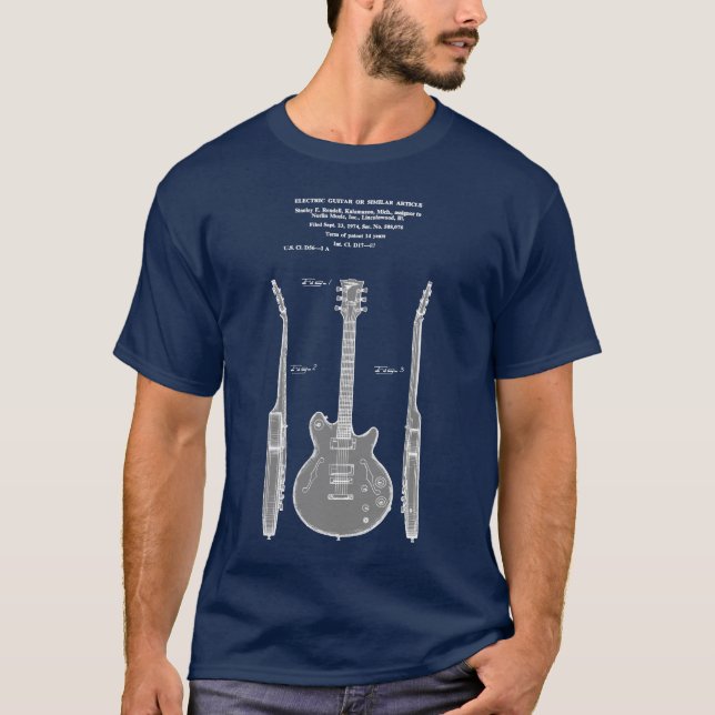 Camiseta Patente de guitarra eléctrica de época original de (Anverso)