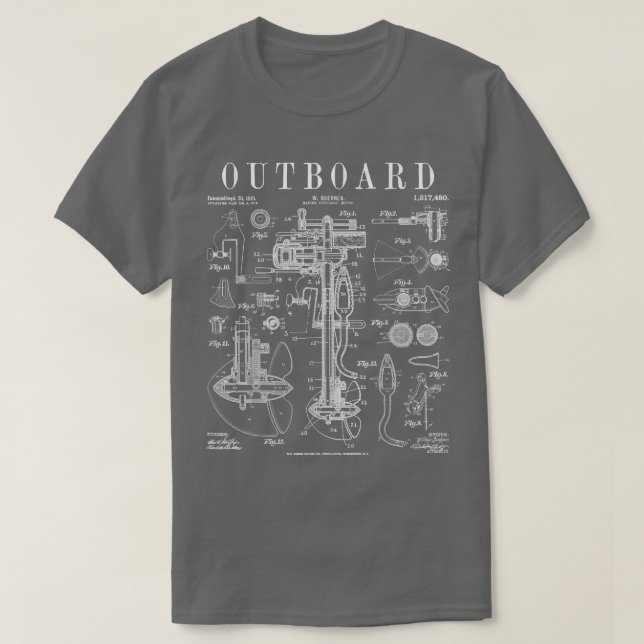 Camiseta Patente de la Vintalidad del Motor Marino de Pesca (Diseño del anverso)