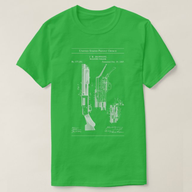 Camiseta Patente estadounidense Browning Winchester Pump Ac (Diseño del anverso)