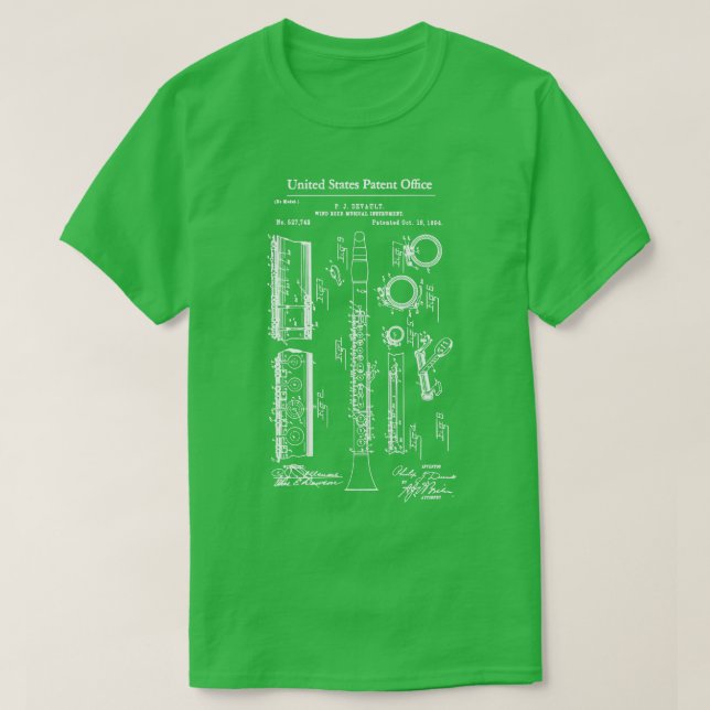 Camiseta Patente estadounidense Clarinet (Diseño del anverso)