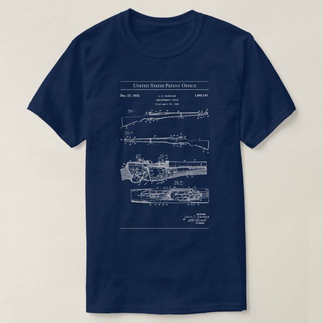 Camiseta Patente estadounidense M1 Garand Rifle (Diseño del anverso)