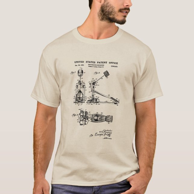 Camiseta Patente estadounidense - Pedal de tambor (Anverso)