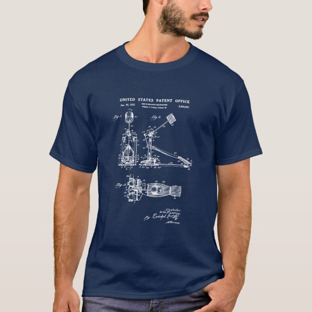 Camiseta Patente estadounidense - Pedal de tambor (Anverso)