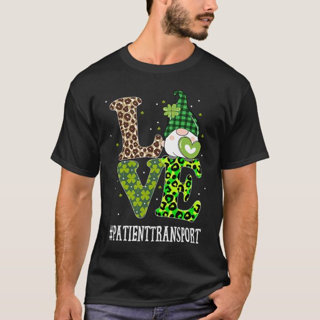 Camiseta Patient Transport Love St Patricks Day Gnome Leopa (Anverso)