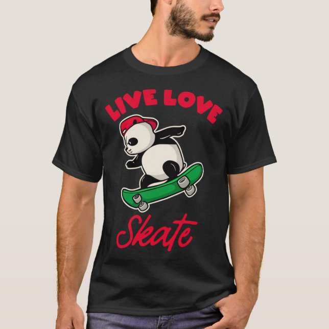 Camiseta patinador de amor en vivo oso skateboard divertido (Anverso)