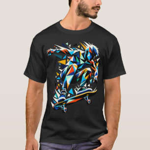 Camiseta Patinador de Arte Polígono Skateboarder Skateboard
