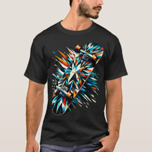 Camiseta Patinador de Arte Polígono Skateboarder Skateboard