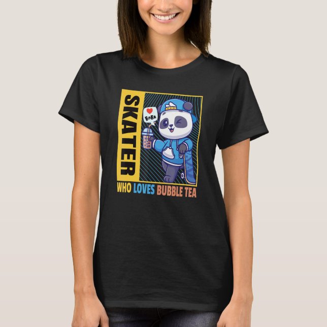 Camiseta Patinador que ama el té de burbujas burbujas Boba  (Anverso)