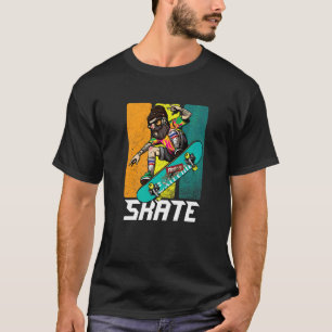 Camiseta Patinador Retro con Barba Hipster Longboard Patina
