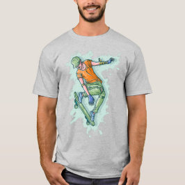 Camiseta Patinador Volador Coloreado, Ilustración Divertida