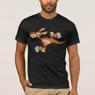 Camiseta patinadora del canguro del dibujo animado