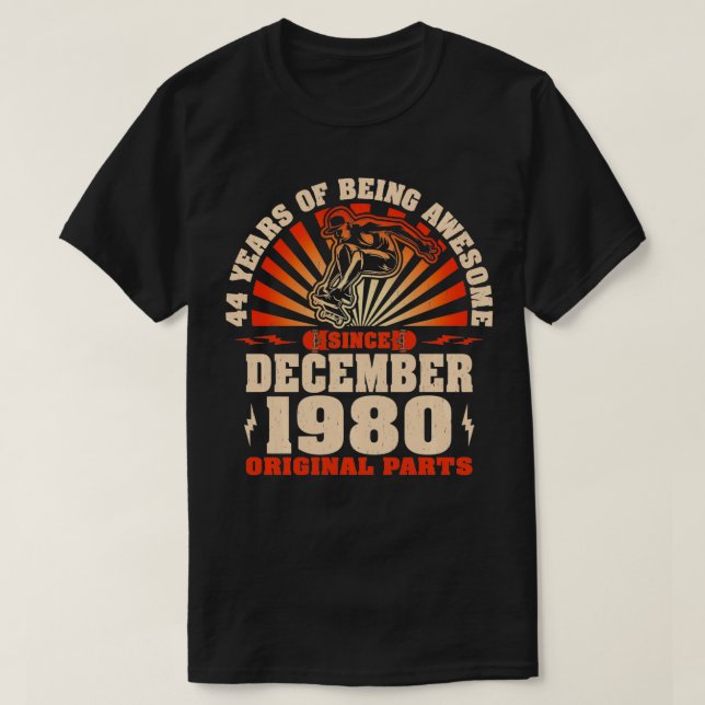 Camiseta Patinadores de 44 años Nacidos en Diciembre de 198 (Diseño del anverso)