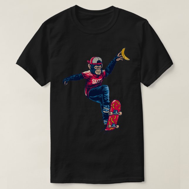Camiseta Patinadores Monkey Skateboarding Skateb Con Fun Pr (Diseño del anverso)