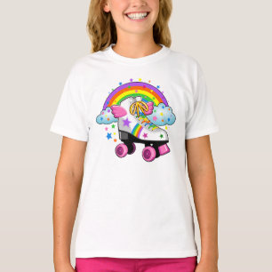 Camiseta Patinaje, arco iris, estrellas impresas para chica