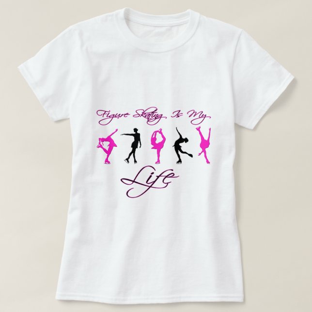 Camiseta Patinaje artístico es mi vida - ROSA y NEGRO (Diseño del anverso)