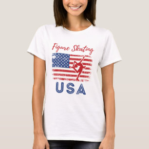 Camiseta Patinaje artístico sobre la bandera estadounidense