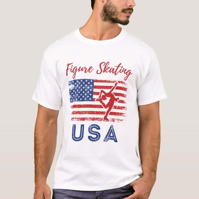 Camiseta Patinaje artístico sobre la bandera estadounidense (Anverso)