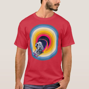 Camiseta Patinaje Astronauta En Patinaje De Esquí Arcoiris