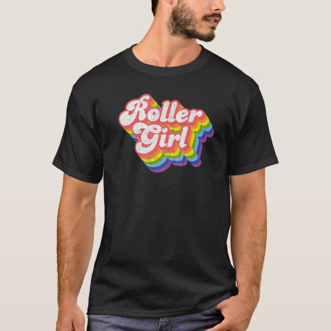 Camiseta Patinaje Chica Roller Retro Disco Arcoiris de los  (Anverso)