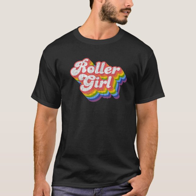 Camiseta Patinaje Chica Roller Retro Disco Arcoiris de los  (Anverso)