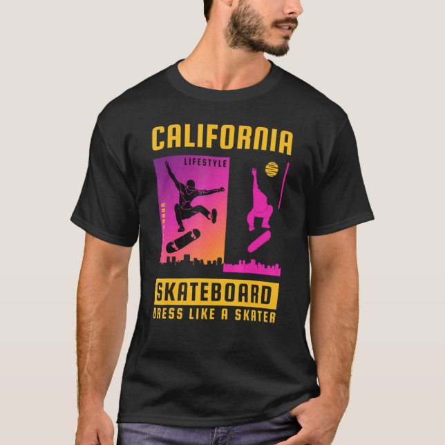 Camiseta Patinaje De California Vestido Como Un Patinador (Anverso)