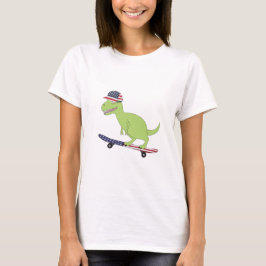 Camiseta Patinaje de Dinosaurios de Bandera Americana