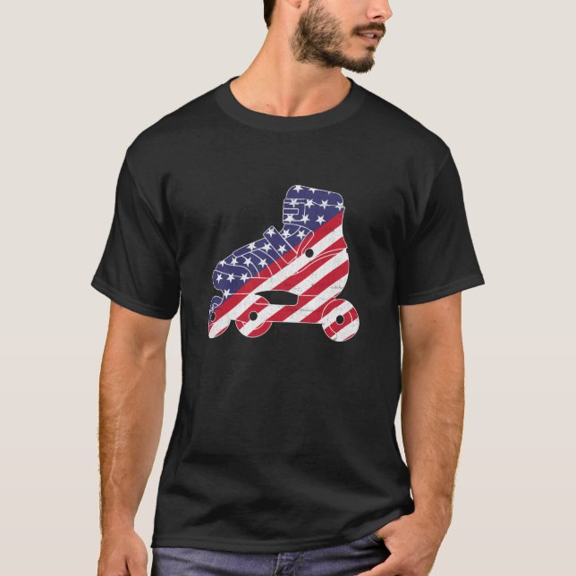 Camiseta Patinaje de época 4 de julio Patriotic American Fl (Anverso)