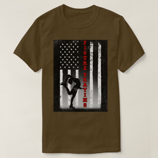 CAMISETA PATINAJE DE FIGURA FLAG NEGRO ESTADOUNIDENSE (Diseño del anverso)