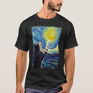 Camiseta Patinaje De Gato De Noche Estelar Pintando A Gato
