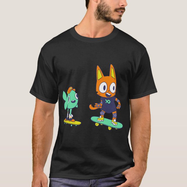 Camiseta Patinaje de gato y pez (Anverso)