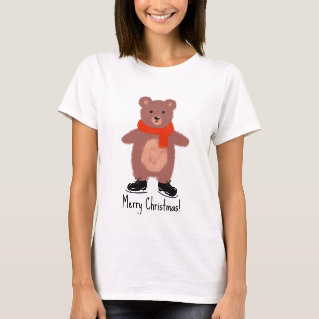 Camiseta Patinaje de oso divertido (Anverso)