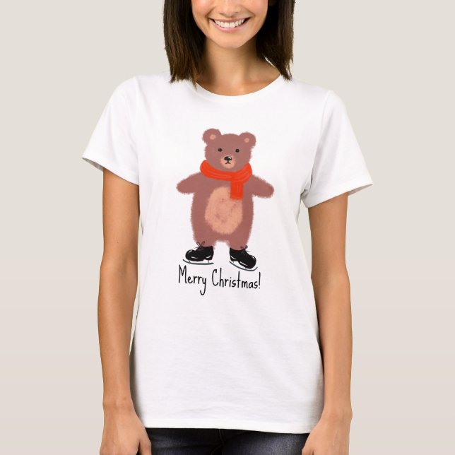 Camiseta Patinaje de oso divertido (Anverso)